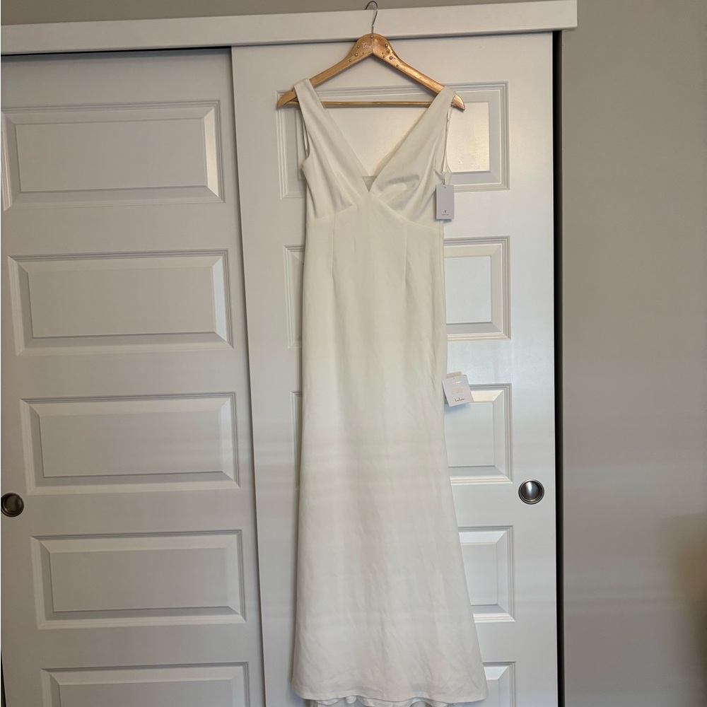 Lulu's White Cross-Back Wedding Dress